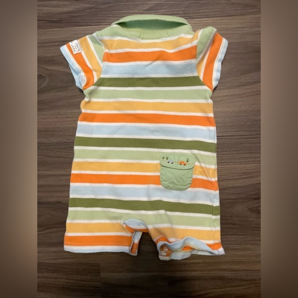 Janie and Jack Preemie Striped Romper - Orange, Green, White - Picture 4 of 7